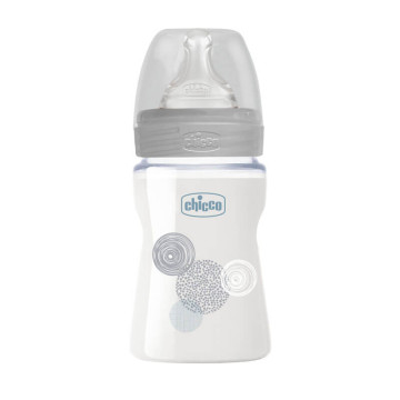 Biberon Bien-être verre 150ml tétine silicone Flux lent 0m+ Chicco