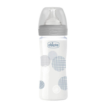 Biberon Bien-être verre 240ml tétine silicone Flux lent 0m+ Chicco