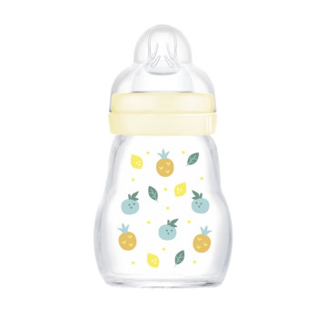 Biberon verre 170 ml Tétine débit 1 Blanc MAM dessin