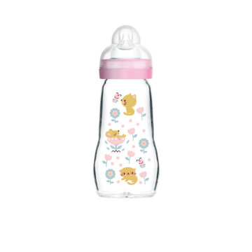 Biberon en verre 260 ml débit 2 Bonbon MAM rose