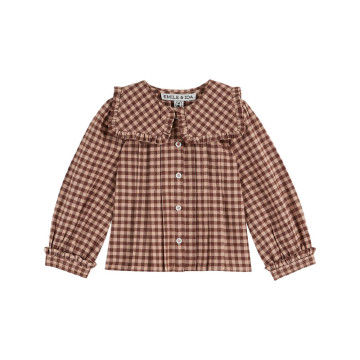 Blouse à col carré vichy rose vichy poudre Emile & Ida Produit Face