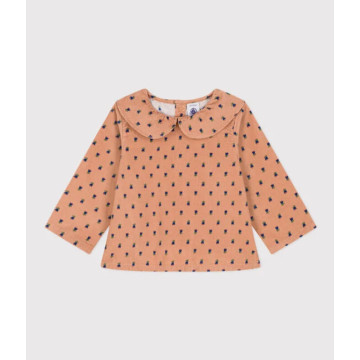 Blouse manche longue en velours Petit Bateau