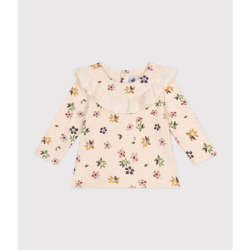 Blouse manche longue en tubique à fleurs Petit Bateau devant