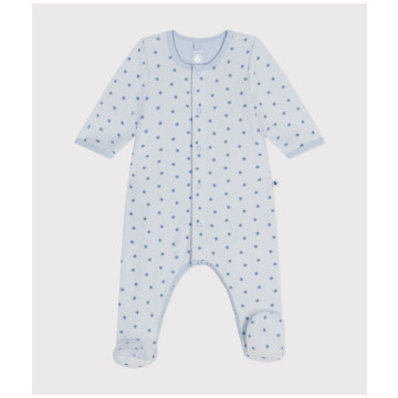 Bodyjama imprimé mini étoiles en velours bleu Petit Bateau devant