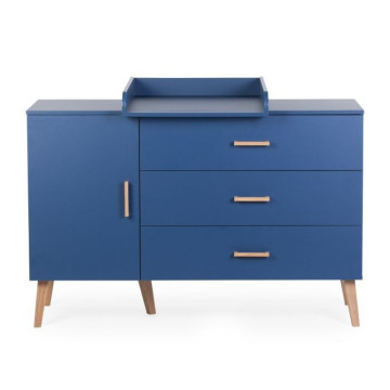 Commode Bold Blue avec Plan A Langer Bleu et Pieds Naturel childhome produit