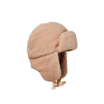 Bonnet d'aviateur Chapka Pink Bouclé Elodie face