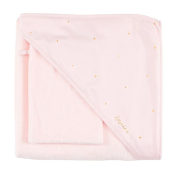 Cape de bain Bamboo 90 x 90 cm Rose/Pois doré Bemini Produit
