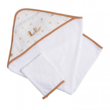 Cape de bain bébé personnalisable DOUCE PROVENCE - parme / écru, Linge de  lit & Déco