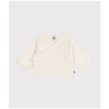 Cardigan en laine et coton bébé Marshmallow Petit Bateau devant