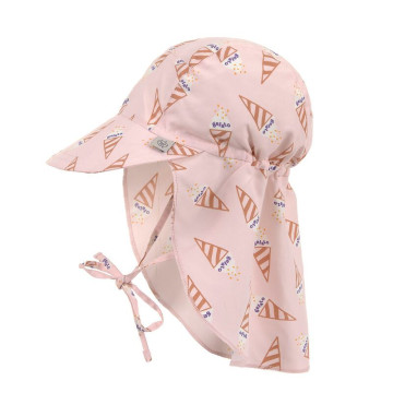 Casquette protège nuque anti-UV Ice Cream rose pâle Lassig vue de côté