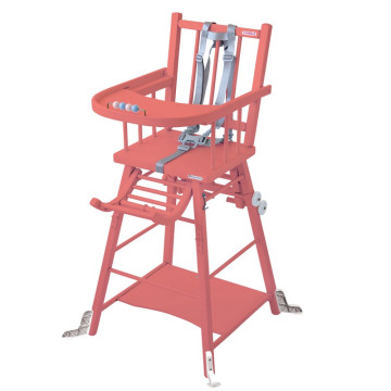 Chaise haute Marcel transformable barreaux laqué rose Combelle