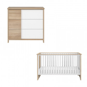 Chambre Sacha : lit, commode chêne Galipette
