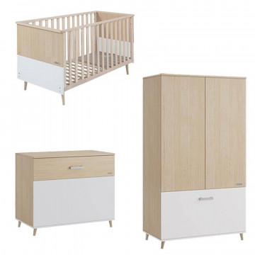 Chambre Nature Blanc (lits + commodes + armoire) Micuna Option