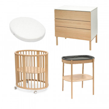 Chambre Sleepi Mini : lit, matelas + commode / table à langer Stokke