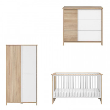 Chambre Sacha : lit, commode, armoire chêne Galipette