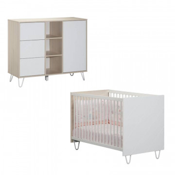 Chambre Happy : lit, commode Sauthon bundle