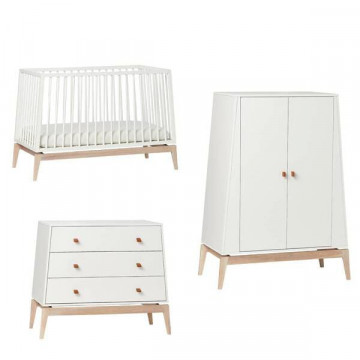 Chambre Luna Blanc : lit, commode, armoire Leander Produit