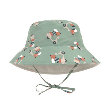 Chapeau anti-UV Scooter/Chien vert Lassig recto avec motif
