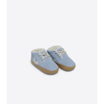 Chaussons bébé fourrés Baby Winterlight Suède Steel Pierre Veja devant