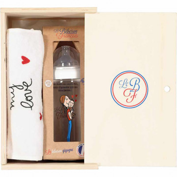 Coffret biberon 360 ml et bavoir My love Le Biberon Français