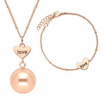 Coffret bola sur chaine avec son bracelet plaqués or rose Bola