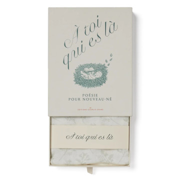 Coffret Cadeau Recueil de Poésie et lange en coton Charlie Crane produit face