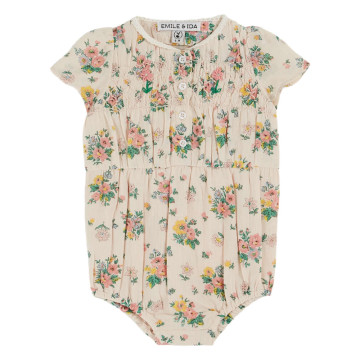Combibloomer Smocke imprimé Printemps Rose Emile & Ida face