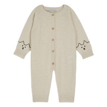 Combinaison bébé en tricot écru Emile & Ida Produit Face