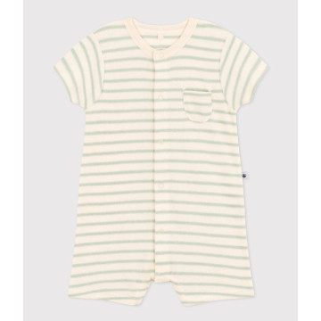 Combinaison courte en bouclette éponge bébé Avalanche Herbier Petit Bateau produit face