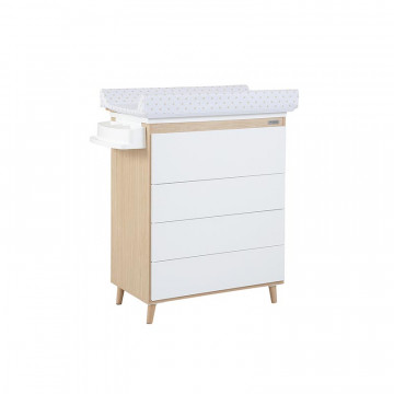 Commode baignoire plan à langer 4 tiroirs Nature Blanc Micuna