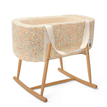 Couffin KUKO avec support + drap housse CHARLIE CRANE coloris mushie pastel bloom