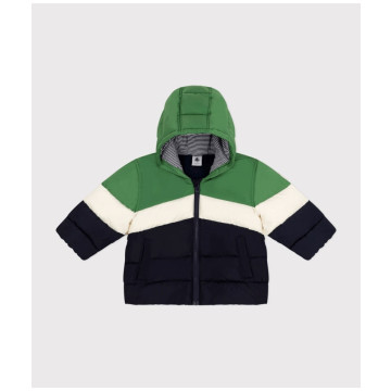 Doudoune Colorblock Verte et Noire Petit Bateau devant