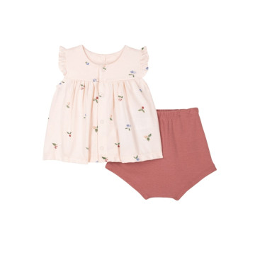 Ensemble 2 pièces Petites Fleurs/Vieux Rose Petit Bateau face