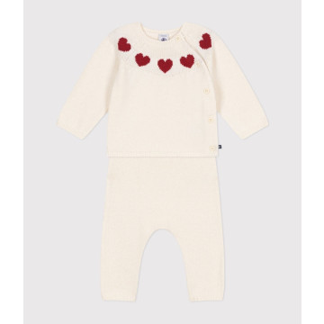 Ensemble 2 pièces en tricot Marshmallow/Coeurs Petit Bateau produit