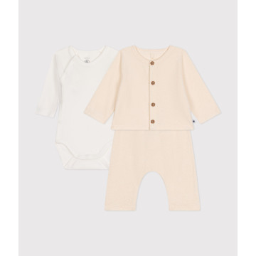 Ensemble 3 pièces en bouclette éponge bébé Avalanche Petit Bateau produit face