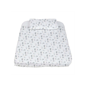 Ensemble linge de lit 3 pièces pour Berceau Cododo Next2Me : Taie oreiller + Drap housse + Housse de couette Grey Sheep Chicco