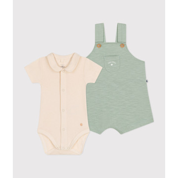 Ensemble salopette en jersey flammé bébé Herbier Petit Bateau produit face