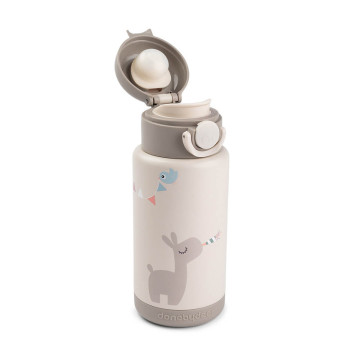 Gourde isotherme Celebration Sable 340 ml Done by Deer ouverte