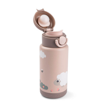 Gourde isotherme Tiny farm Rose 340 ml Done by Deer ouverte