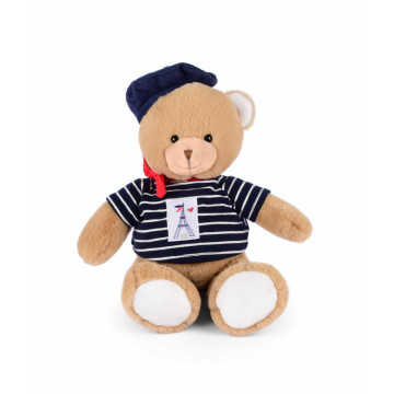 Ours Marinière Tour Eiffel 28 cm Doudou et Compagnie face