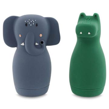 Jouets de bain aspergeur Mrs. Elephant & Mr Crocodile Trixie face
