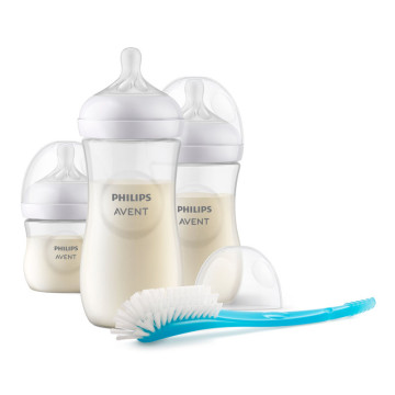 Kit nouveau-né Natural Goupillon et 3 biberons Natural 125, 260 et 330 ml Phillips Avent kit 