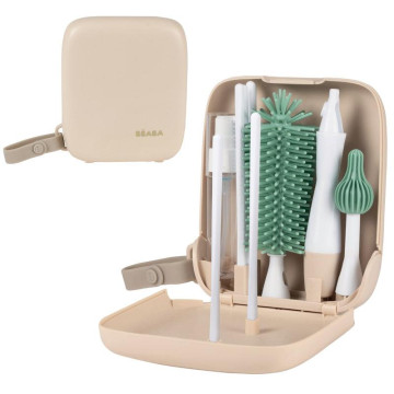 Kit Voyage Egoutte Biberons Goupillon et Accessoires argile BEABA produit