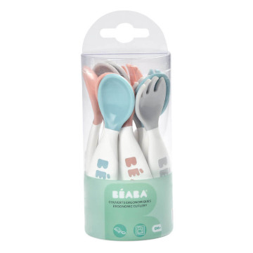 Lot de 10 couverts ergonomiques Blue / Pink Béaba