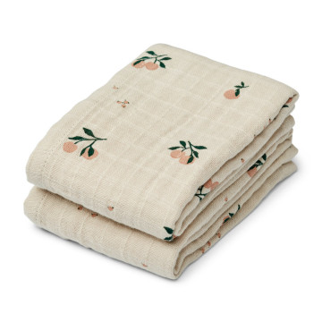 Lot de 2 langes en mousseline Lewis Peach / Sea shell mix Liewood Produit