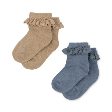 Lot de 2 paires de chaussettes Sable et Bleu Konges Slojd produits