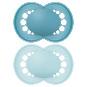 Lot de 2 sucettes en silicone + boîte de stérilisation Original Tendance Mam produit face