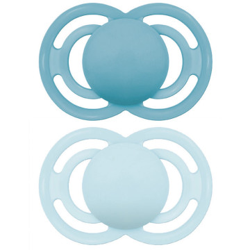 Lot de 2 sucettes en silicone + boîte de stérilisation Perfect Tendance Mam duo bleu