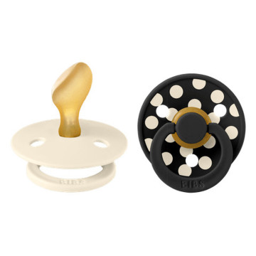 Lot de 2 sucettes Studio Polka Anatomique Caoutchouc Naturel T2 Ivory/Black Bibs produit