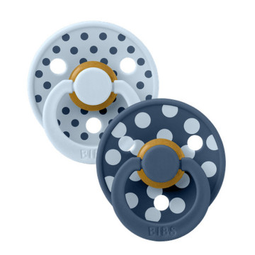 Lot de 2 sucettes Studio Polka Caoutchouc Naturel T1 Baby Blue/Steel Blue Bibs face